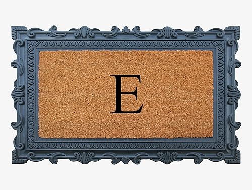 Miniatura 13 de A1HC - Felpudo con monograma de goma natural y fibra de coco de 24 x 36 pulgadas para puerta delantera, antidesprendimiento, duradero, para entrada