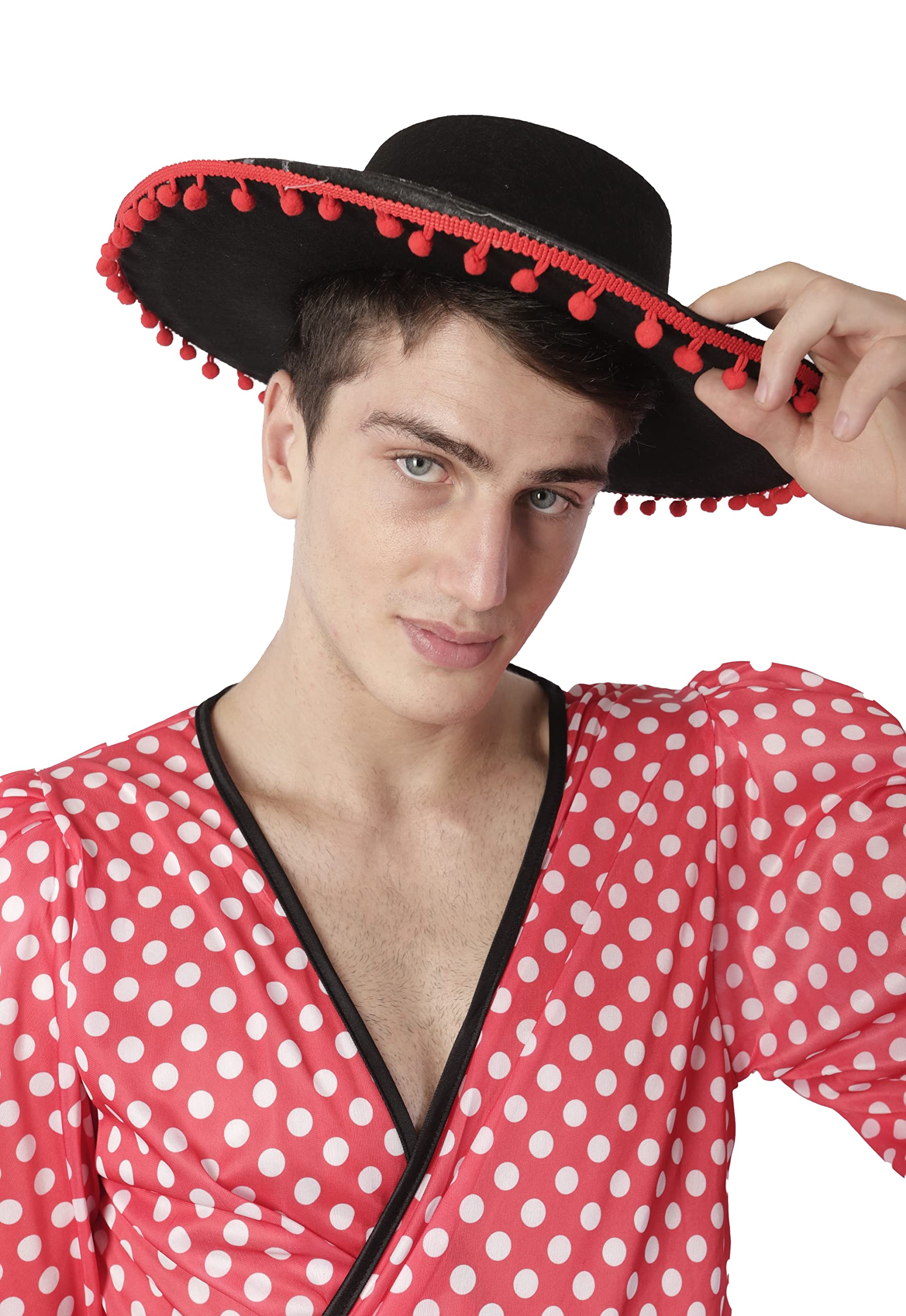 Carnavalife Sombrero Cordobés de Negro y Rojo para Adulto y Niño