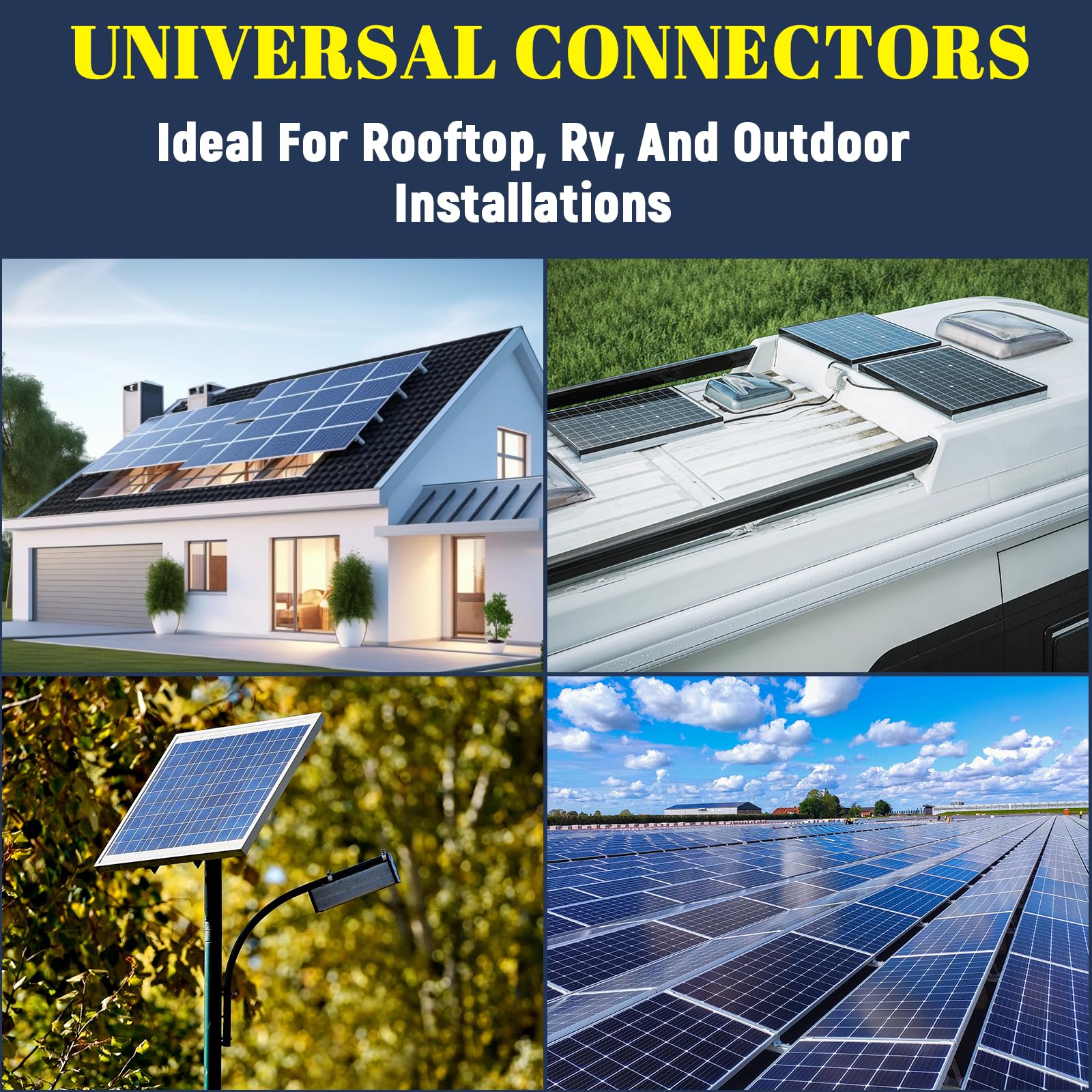 Solaranschlüsse für 2 Solarmodule, IP68 wasserdichte Solarpanel-Steckverbinder, Splitter (für 2–4 Solarmodule, 3 m (FMMMM/MFFFF))