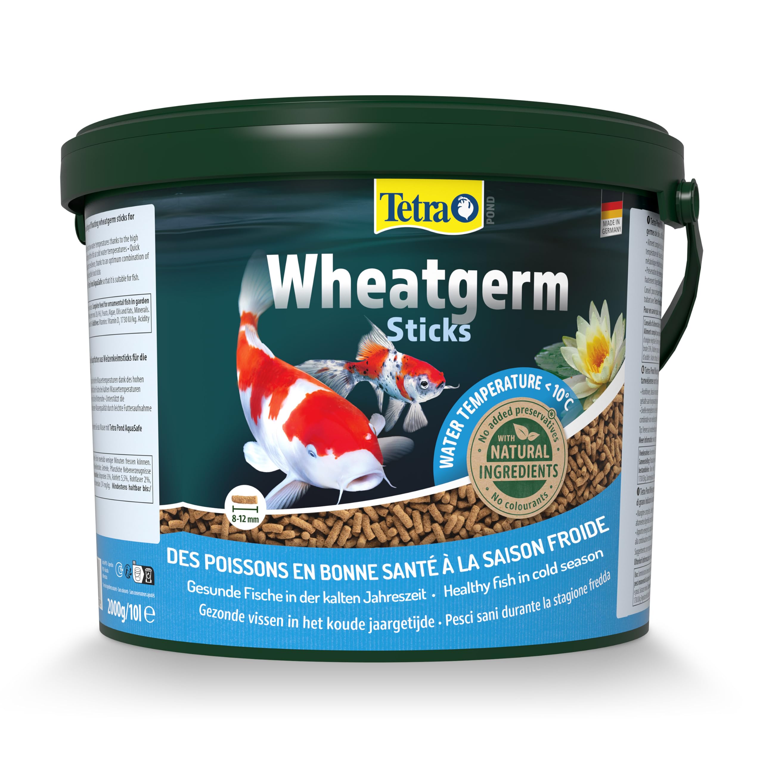 Tetra Pond Wheatgerm Sticks – Alimentation Equilibrée aux Germes de Blé pour Poissons de bassin – Recommandé en automne et au printemps – Riche en fibres – Très Energétique - 10 L | Avec germes de blé | Riche en fibres | Haute digestibilité | Idéal périod