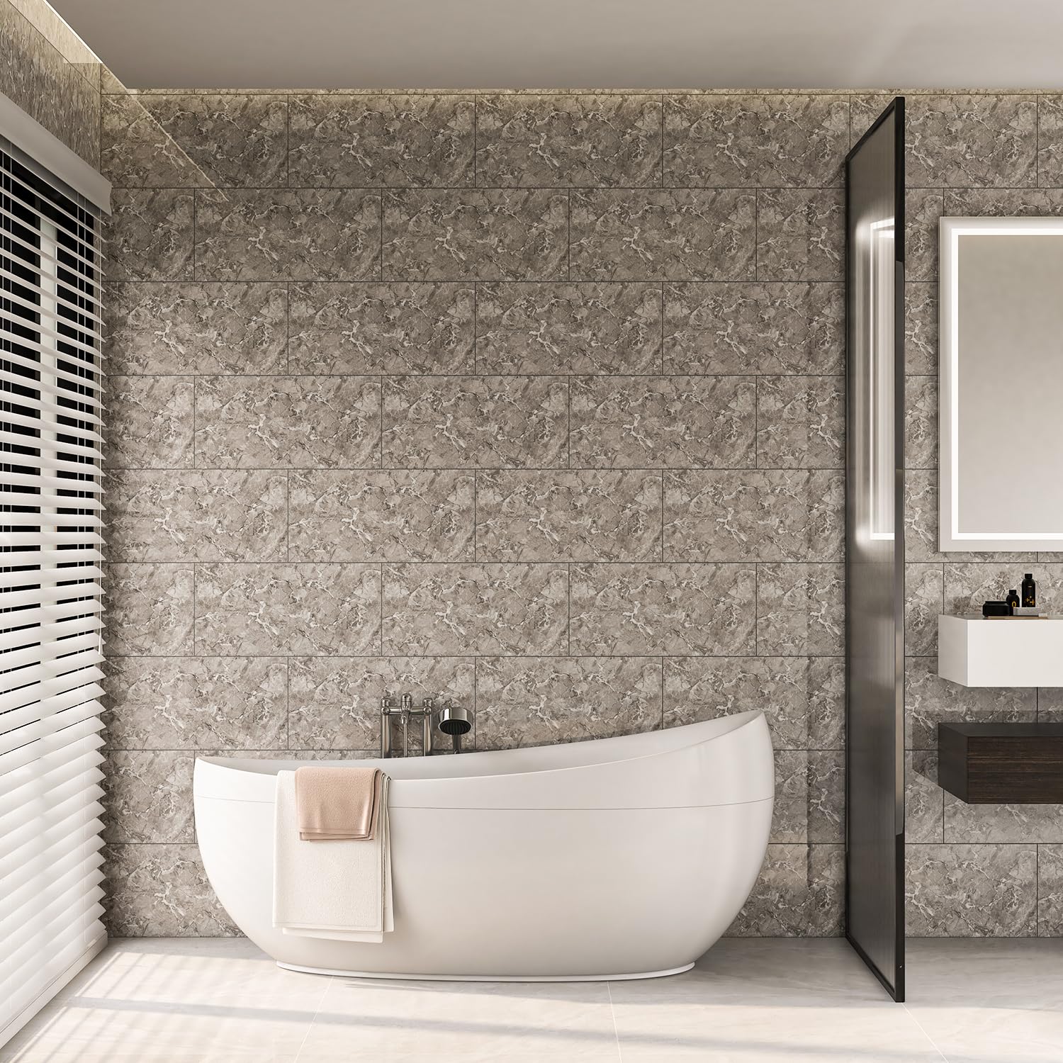 40 sztuk marmurowych backsplash do odklejania i naklejania, wodoodporne, 59,9 x 30 cm, panele ścienne PCW, płytki marmurowe z pianki PCW, tylna strona płytek (nie prawdziwe płytki) do kuchni, łazienki