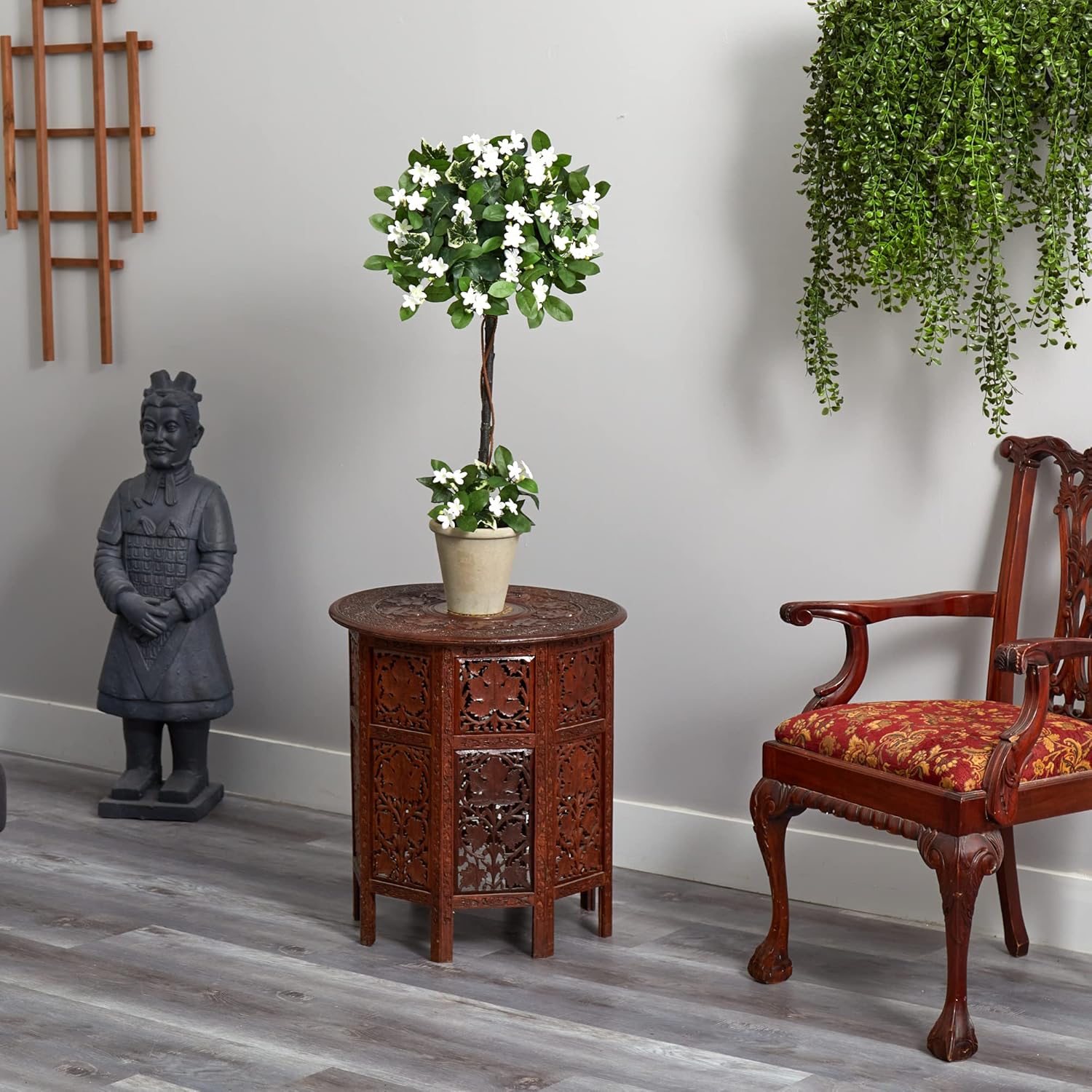 Nearly Natural 3ft. Stephanotis Topiary with Planter