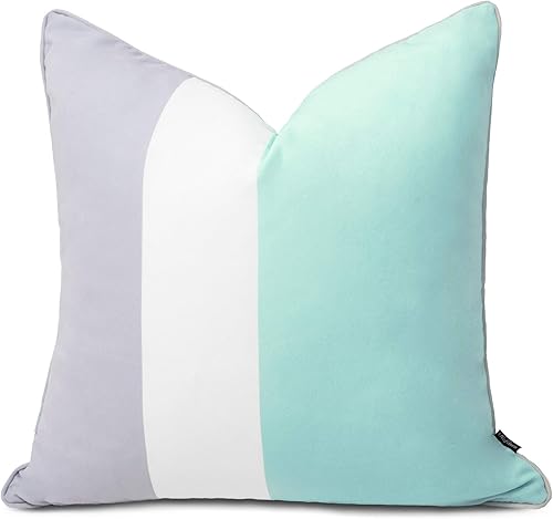 Hofdeco Funda de almohada decorativa para patio al aire libre, solo la intemperie, lona resistente al agua, bloque de color, aguamarina, ópalo, 20 x