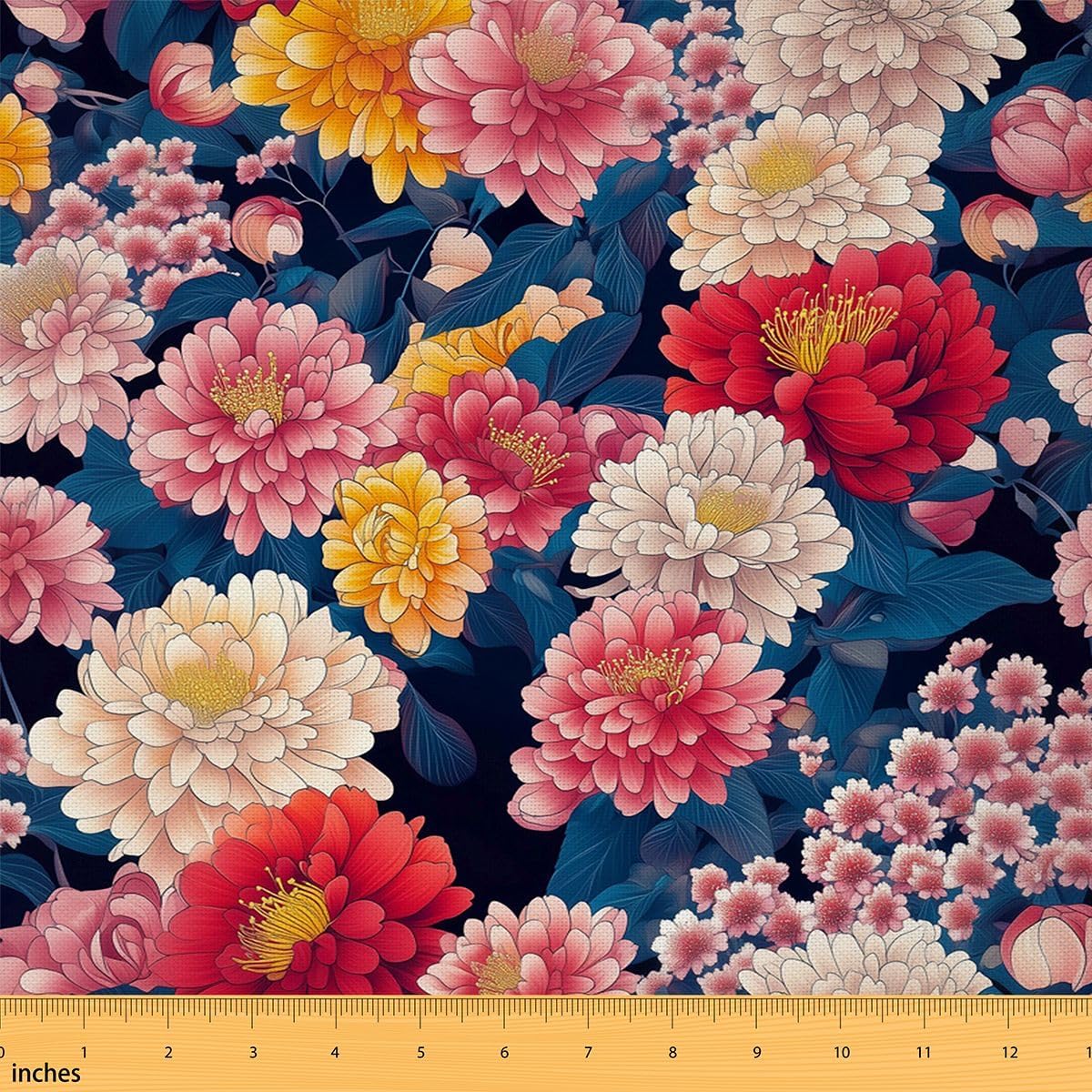 Erosebridal Geisha Upholstery Flannel Fabrics Japanese Style Fabric By The Yard 1 Yard Sakura Cherry Blossoms Water-Repellent‌ Soft Fabric for Chairs Japan Geisha Indoor Home DIY Decor，Not Stretchy