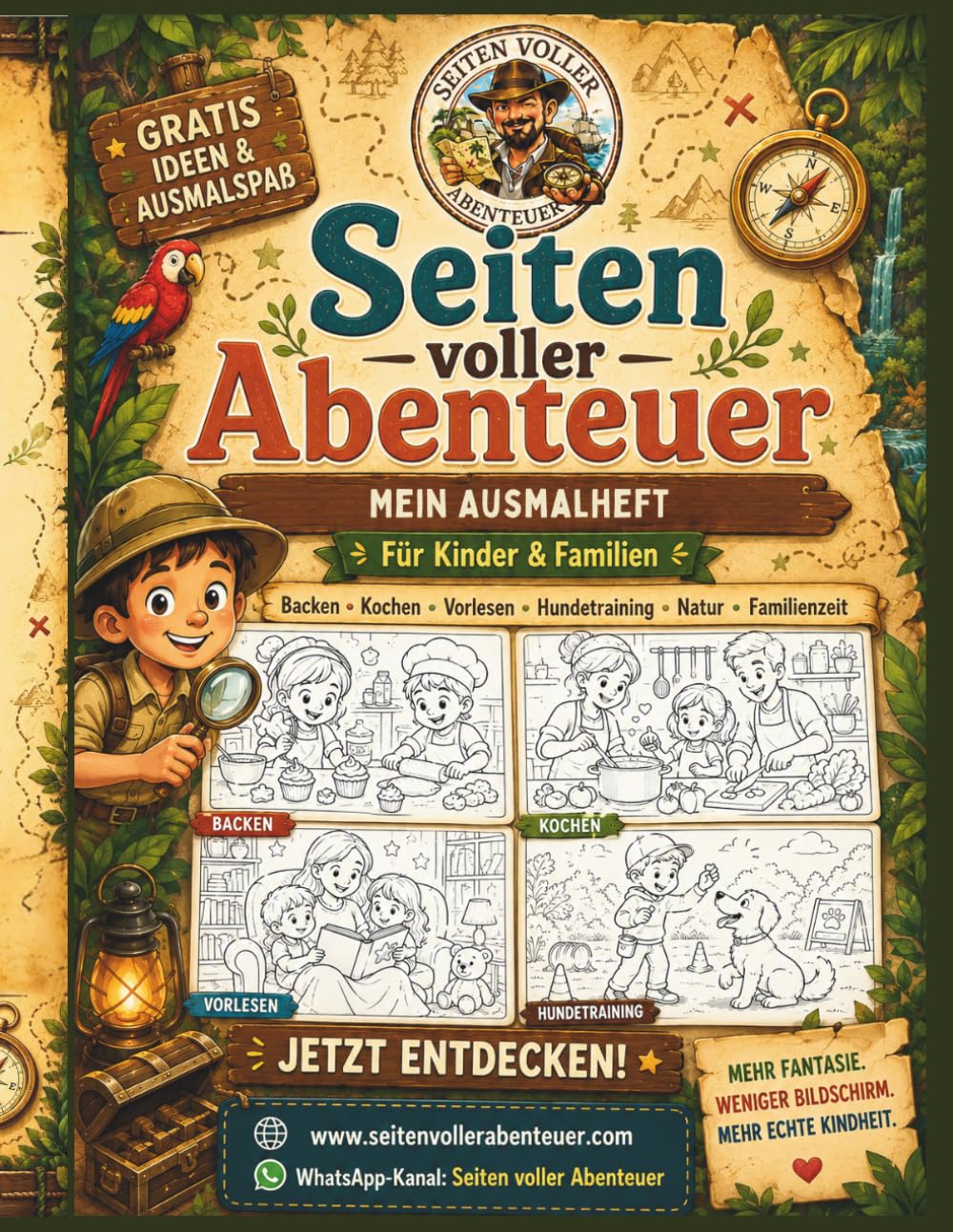 Mein großes Ausmalheft - Seiten voller Abenteuer: Kreative Ausmalbilder, Familienideen & kleine Abenteuer für Kinder