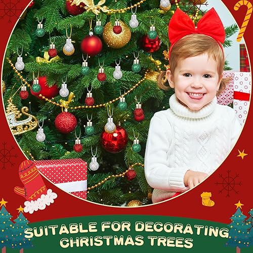 Miniatura 6 de 72 mini esferas de Navidad, adornos colgantes para árbol de Navidad, bolas de Navidad con purpurina para árbol de Navidad, fiesta, boda, interiores