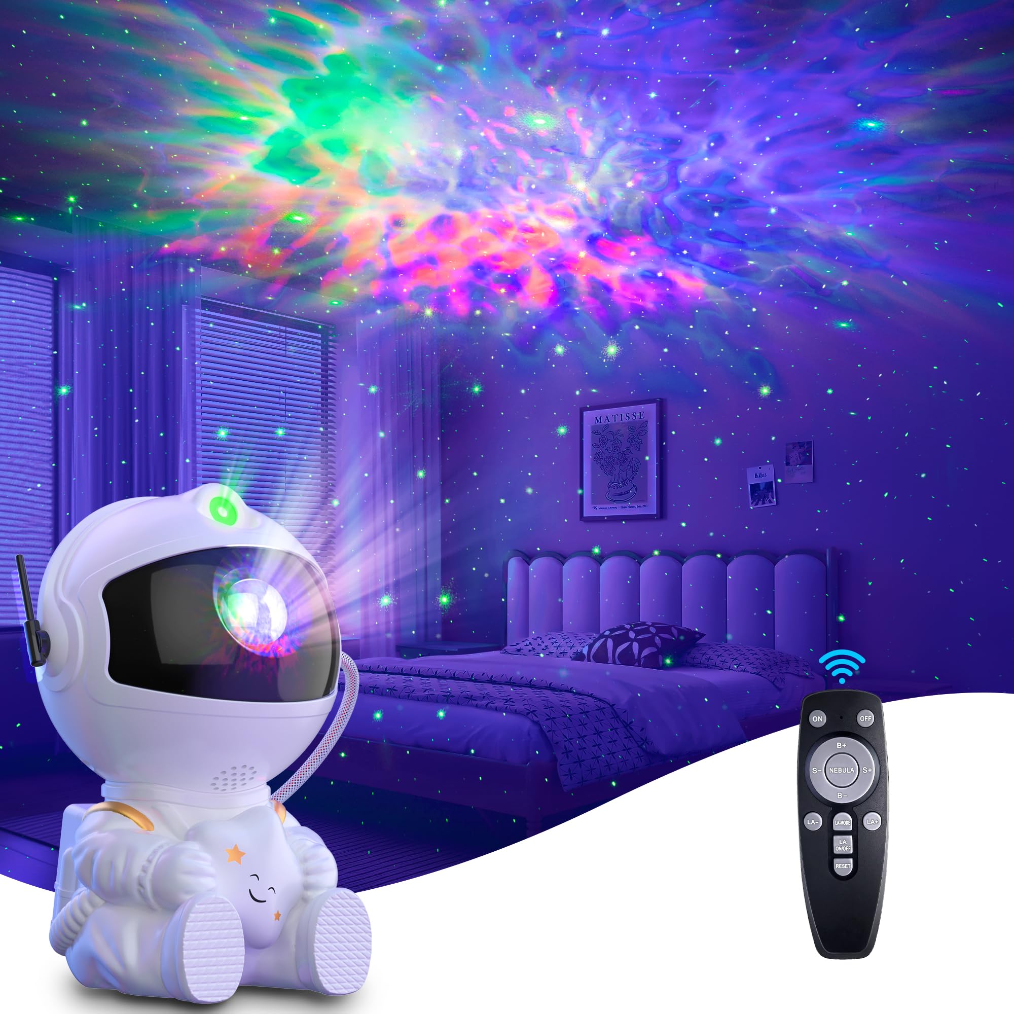 Astronaut Galaxy Projector - 360° Adjustable Star Night Light with Remote Control for Kids Adult Home Party Ceiling Decoration