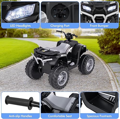 Miniatura 2 de HONEY JOY ATV para niños de 24 V, 4 ruedas, juguete de ATV para niños grandes, luces LED, velocidad altabaja, neumáticos con pisadas, música,