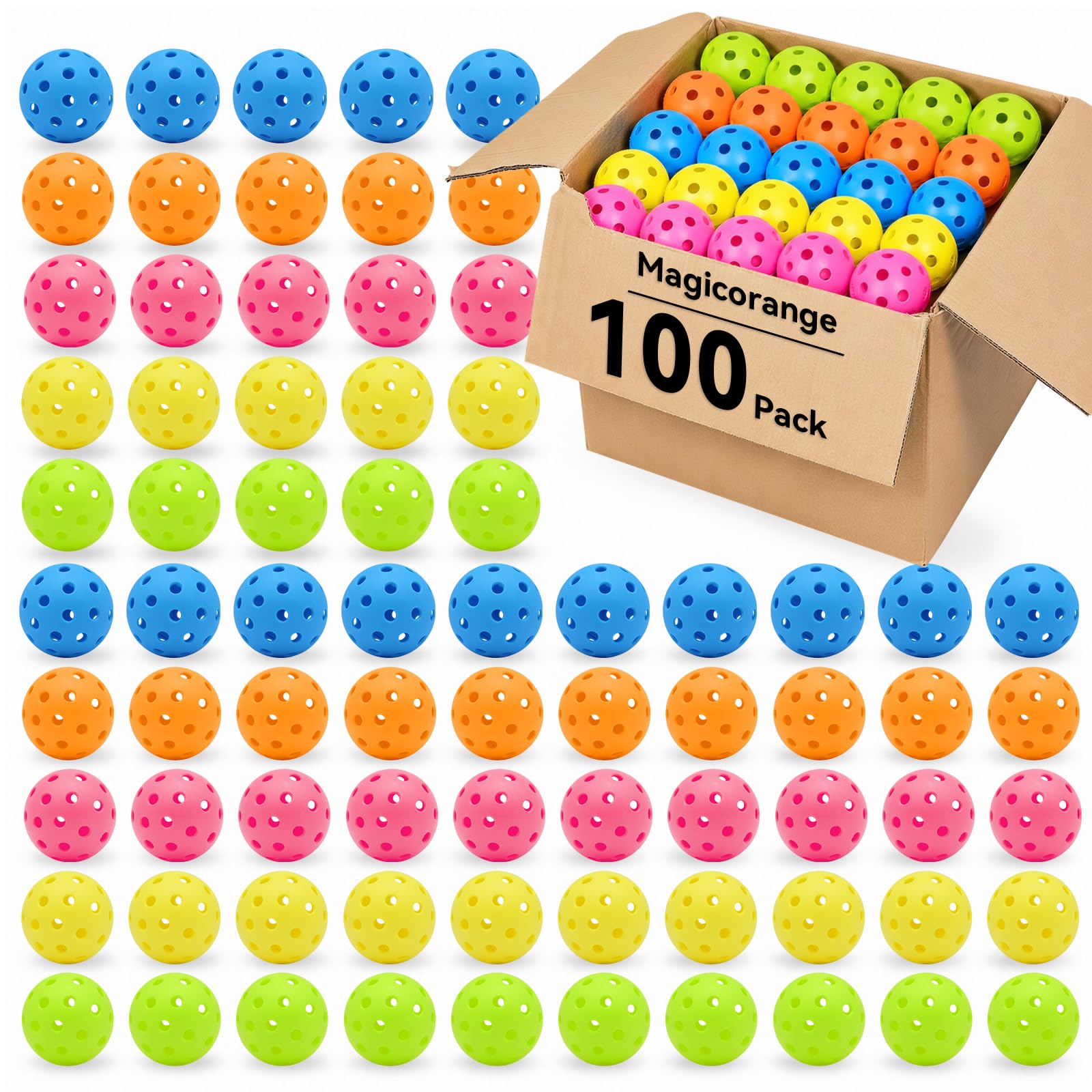 Magicorange Pickleball Balls,USAPA Approved 40 Holes Outdoor Pickleballs