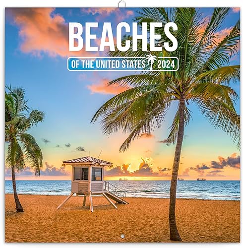 Calendario 2024, calendario de pared de playas de los Estados Unidos, calendario mensual, calendario colgante de 16 meses, septiembre 2023 a