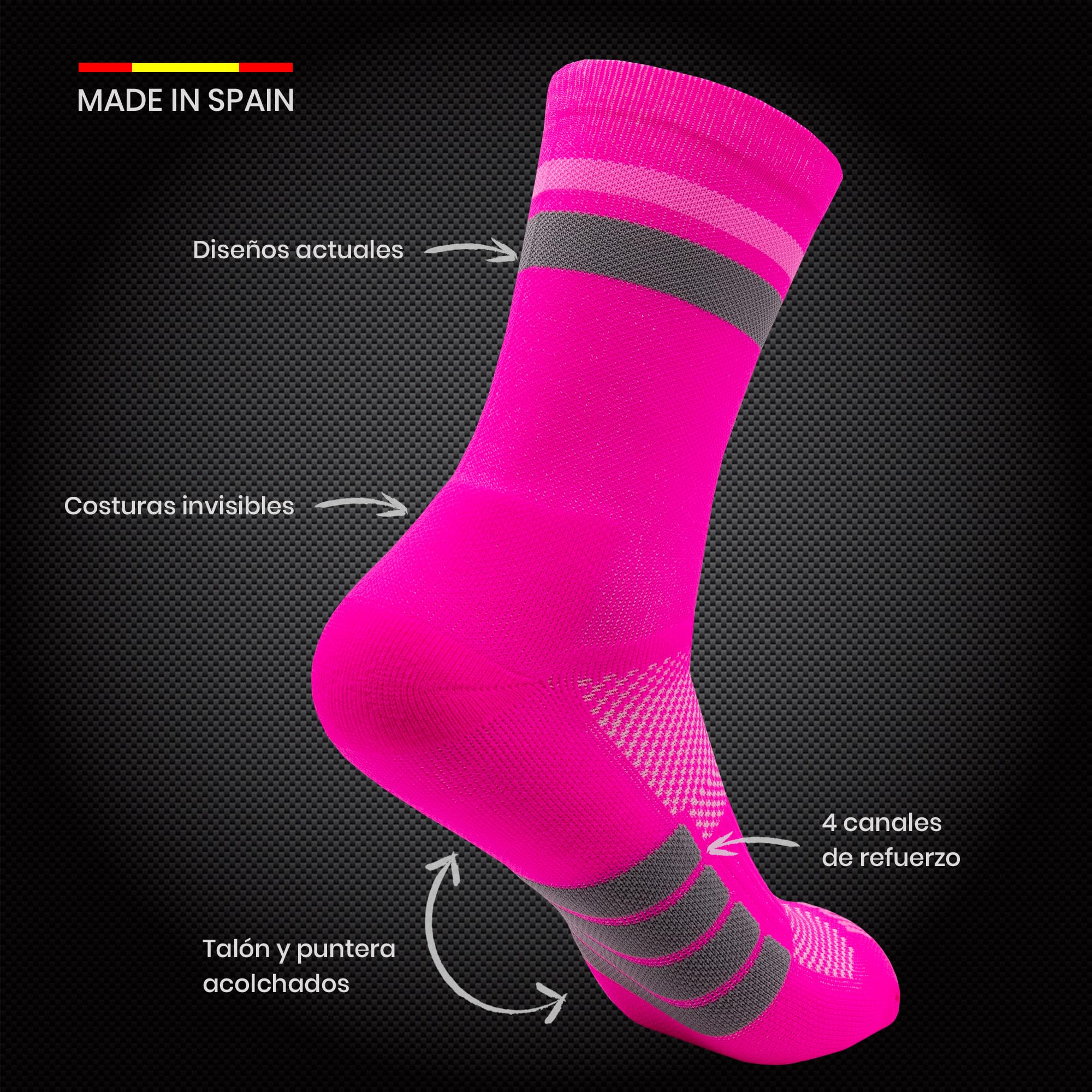 NORTEI Calcetines Running y Trail Acolchados Media Caña, Compresivos y Antideslizantes. Calcetines Técnicos Deporte sin Rozaduras de Hombre y Mujer
