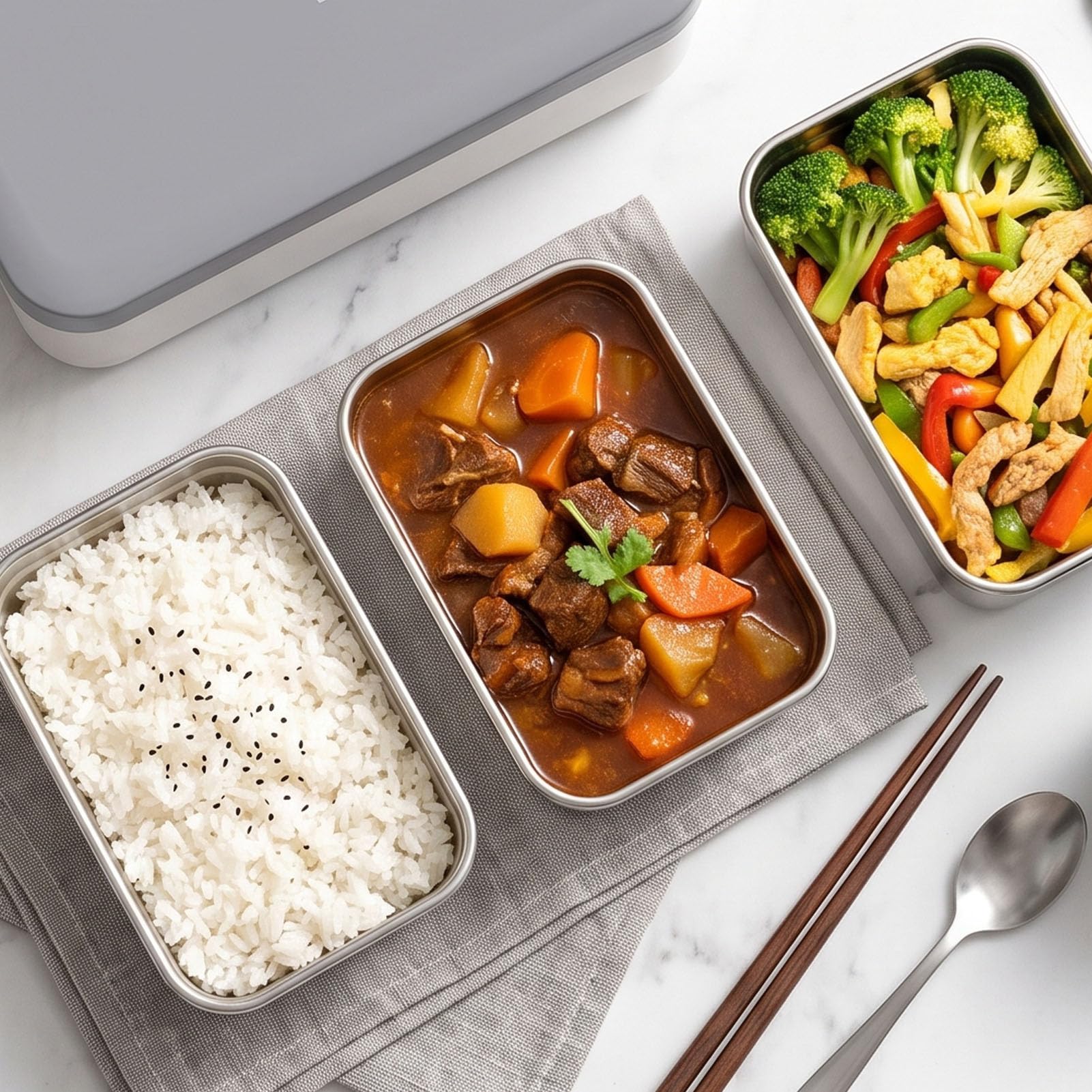 Elektryczny Pojemnik na lunch. Cyfrowy Wyświetlacz ze Stali