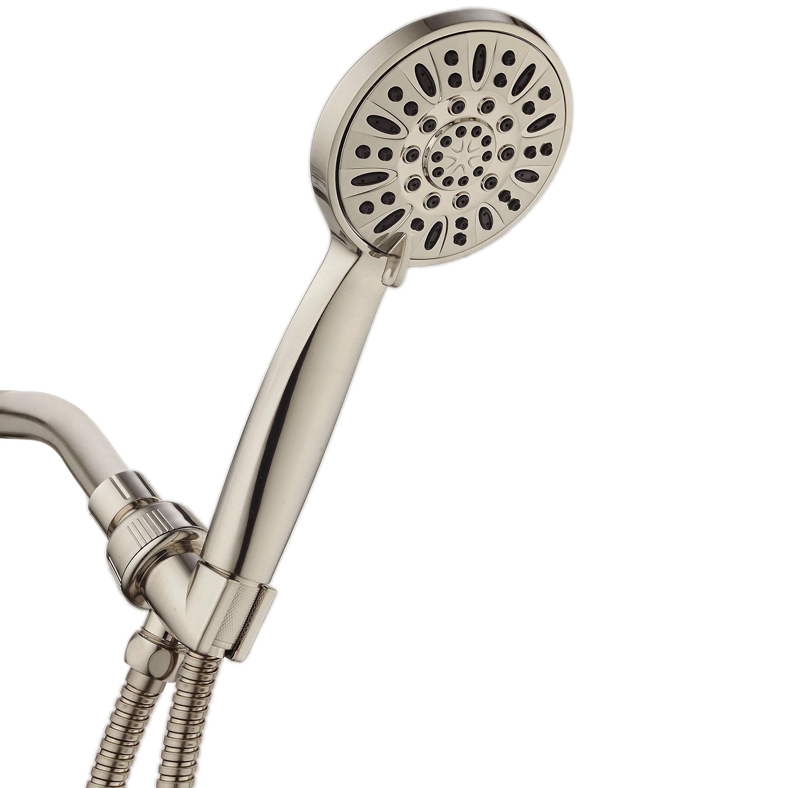 AquaDanceHigh Pressure 6-Setting Full Brushed Nickel 4" Handheld Shower with Hose for The Ultimate Shower Experience!
