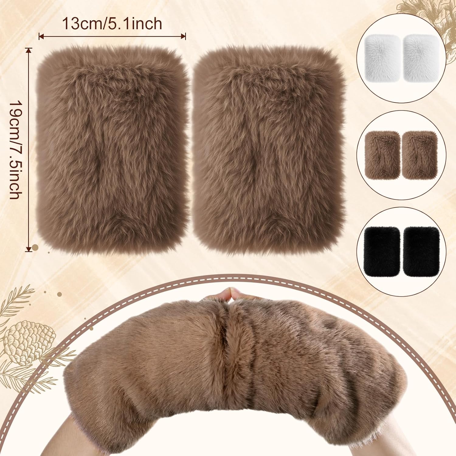 Women Fingerless Faux Fur Gloves Plush Furry Mittens Soft Fluffy Winter Half Finger Arm Warmer Cold Weather - Image 2