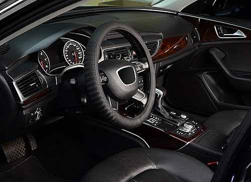 Miniatura 9 de KAFEEK - Funda para volante, universal de 15 pulgadas, piel, microfibra de seda de hielo, transpirable, color negro