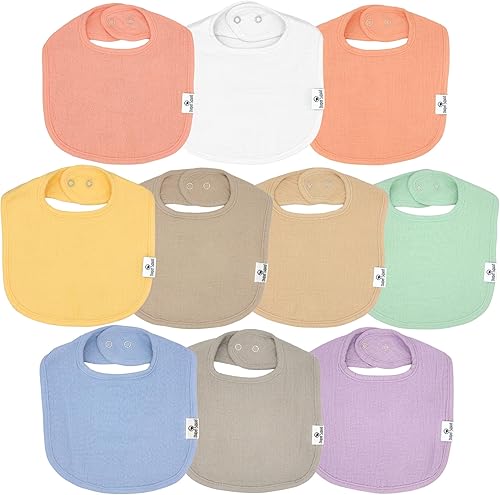 Miniatura 15 de DiaperSquad's Baby Bibs for Drooling and Teething, Bibs for Boys, Baby Girl - Solid Cotton Baby Drool Bibs Neutral