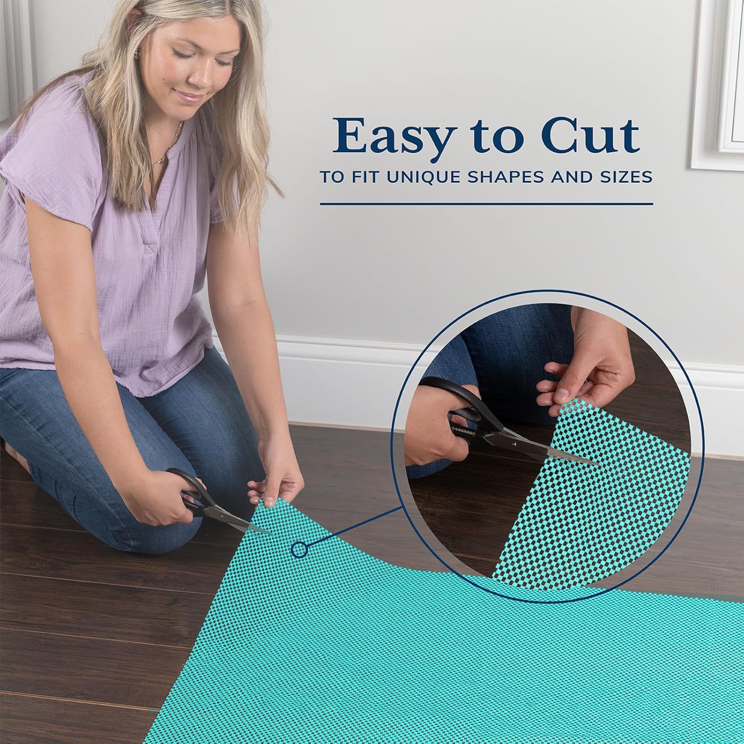 Veken 6x9 Ft Rug Pad Gripper for Hardwood Floors, Non Slip Cyan Rug Pads for Area Rugs, Thick Rug Grippers for Tile Floors, Under Carpet Anti Skid Mat, Keep Your Rugs Safe and in Place