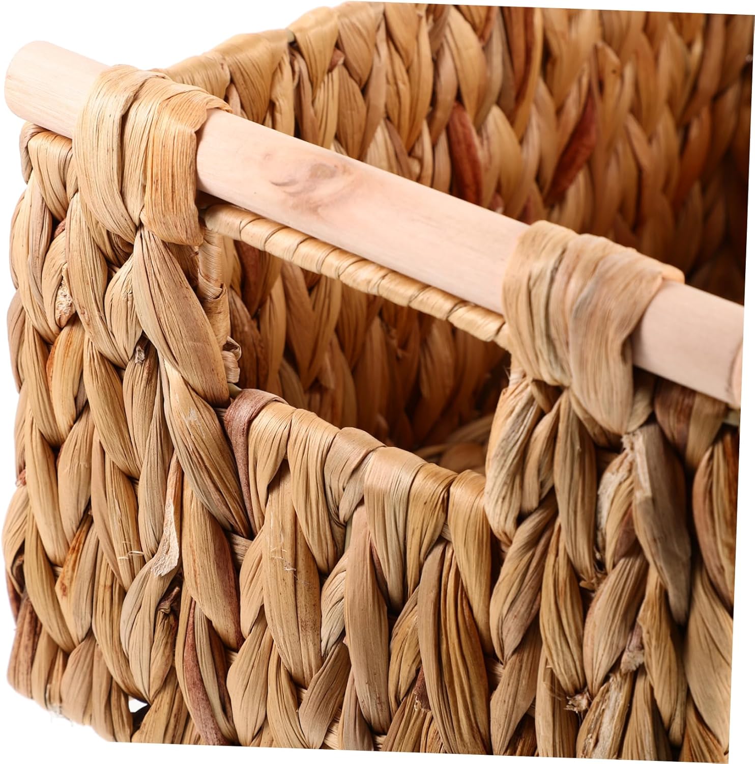 Hyacinth Woven Storage Basket with Handle for Desktop Organization Rustic Decorative Storage Container for Sundries Snacks and More