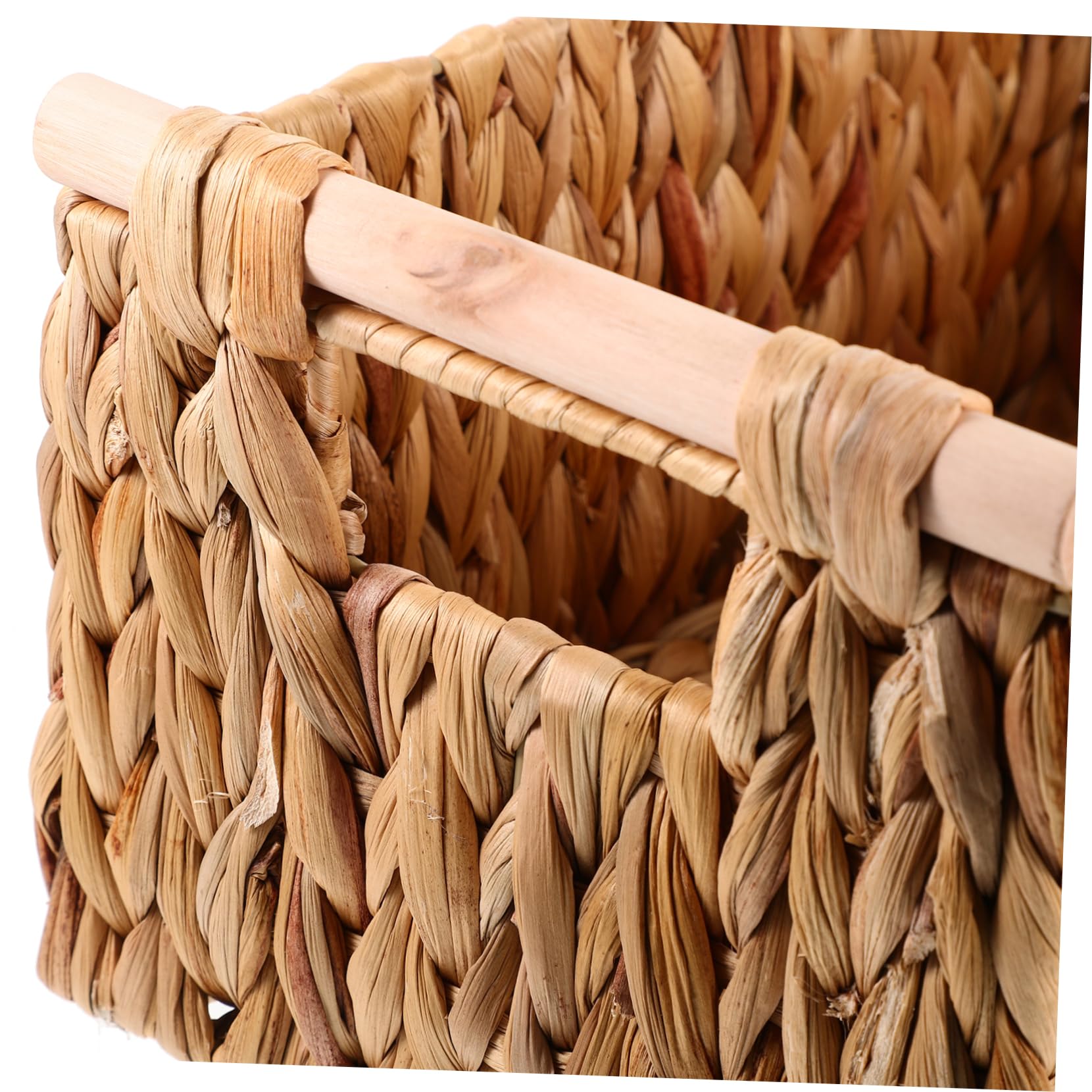 Geflochtener Aufbewahrungskorb aus Hyazinthe mit Holzgriff