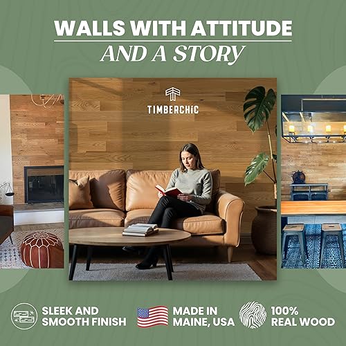 Miniatura 2 de TIMBERCHiC Tablones de pared 100% madera, fabricados en Estados Unidos, paneles de pared para decoración de interiores, acabado suave de alta