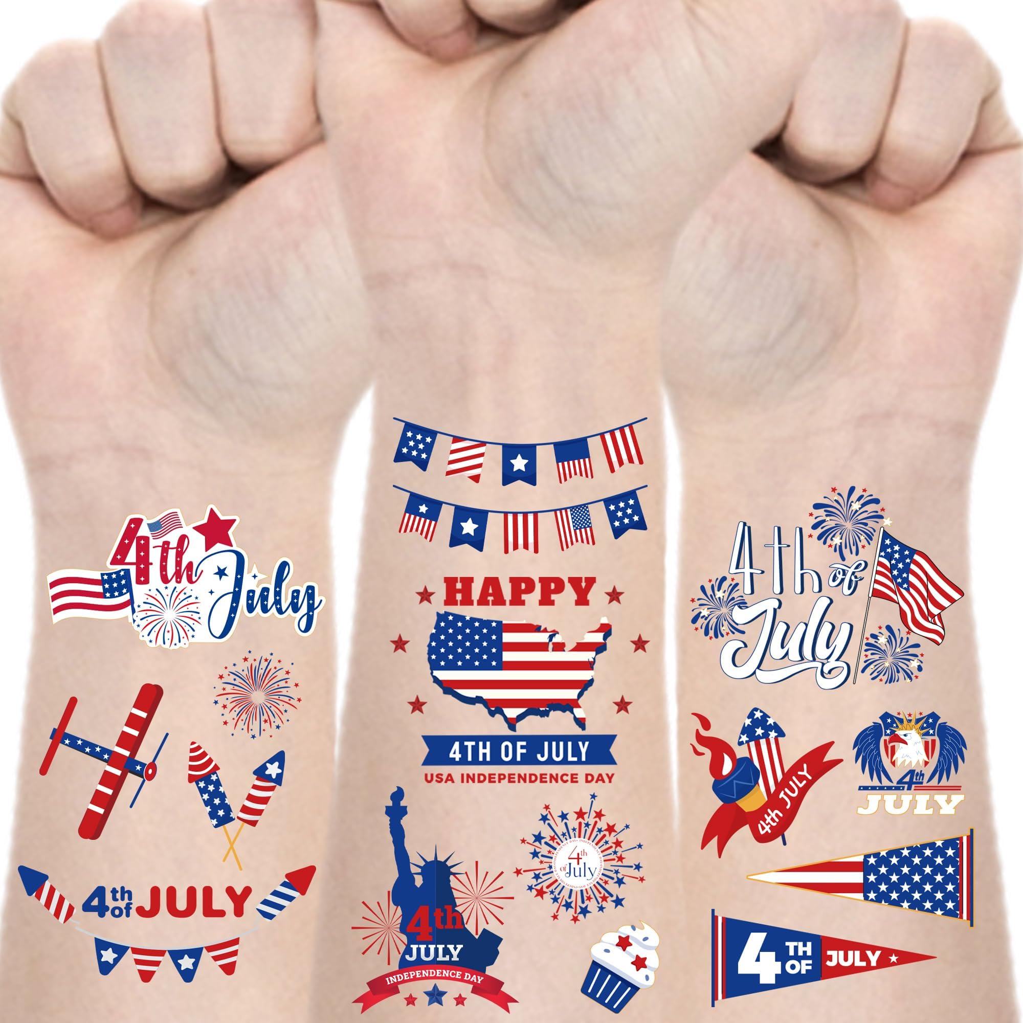 Awinmay 90Pcs Fourth of July Temporary Tattoos,American
