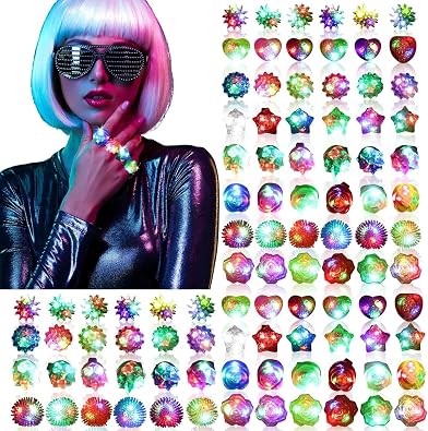 Light Up Rings, 8 Style Flashing LED Jelly Finger Rings,Glow in the Dark Party Supplies for Concert, Raves, Party Bag Filler, Festival Accessories,Party Decorations