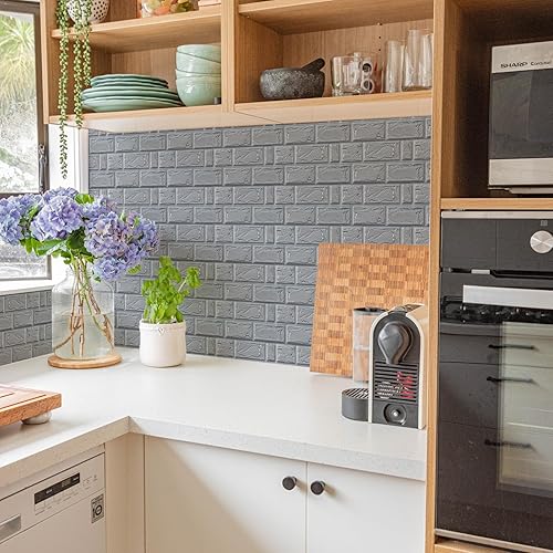 Miniatura 4 de WADILE Papel tapiz de ladrillo 3D autoadhesivo, espuma de polietileno impermeable, para dormitorio, sala de estar, cocina, pared de TV y decoración