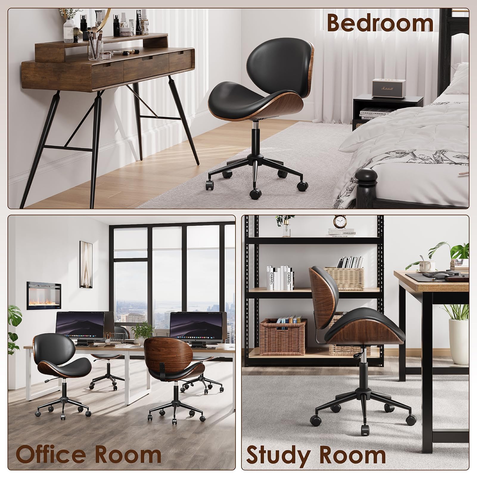 Sedia da ufficio ergonomica girevole con altezza regolabile e ruote a 360 gradi per ambienti di lavoro domestici e professionali