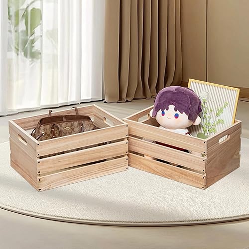 Miniatura 6 de Cajas de madera de gran tamaño de 20 pulgadas de largo para almacenamiento, cajas de leche de madera de color de troncos de granja, adecuadas para