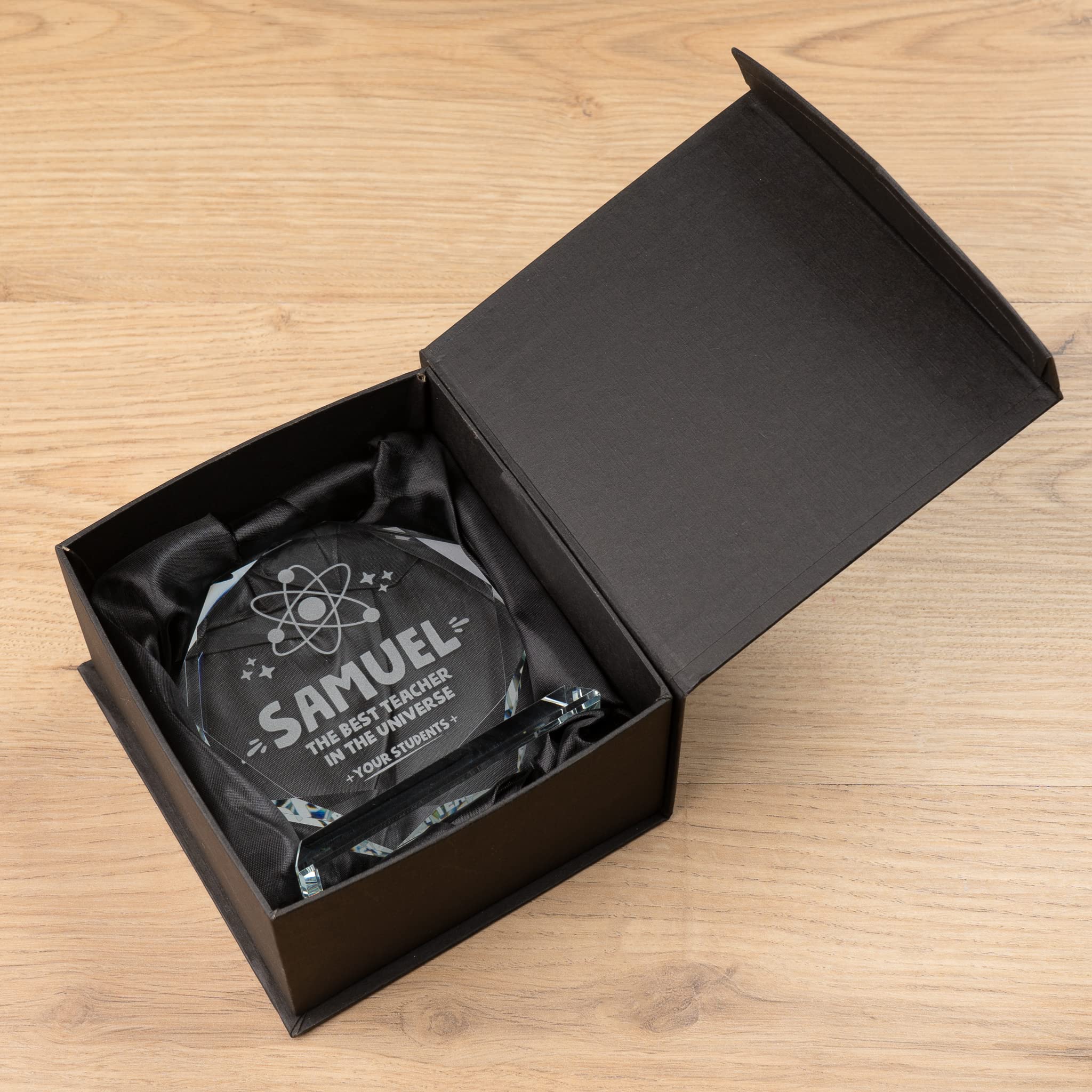 Wanapix | Trophée Personnalisé avec Nom et Texte | Verre Gravé | Trophée Personnalisé | Boîtier de Rangement Inclus | Octogonal