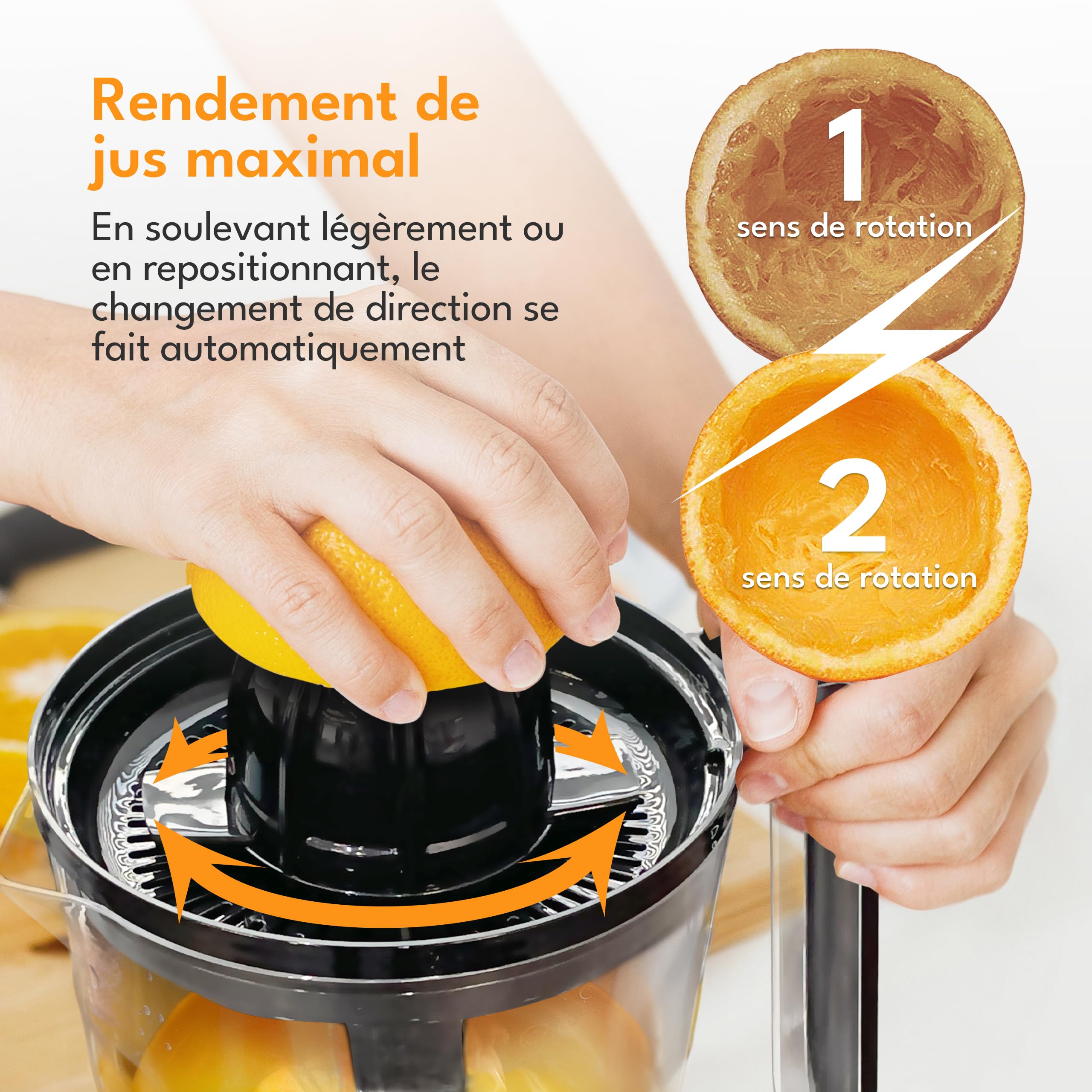 LEBENLANG Presse agrume electrique - 2 cônes & sans BPA I Haut rendement en jus I 700ml presse agrumes electriques I Presseur fruits automatique Presse-agrumes de jus d'orange machine