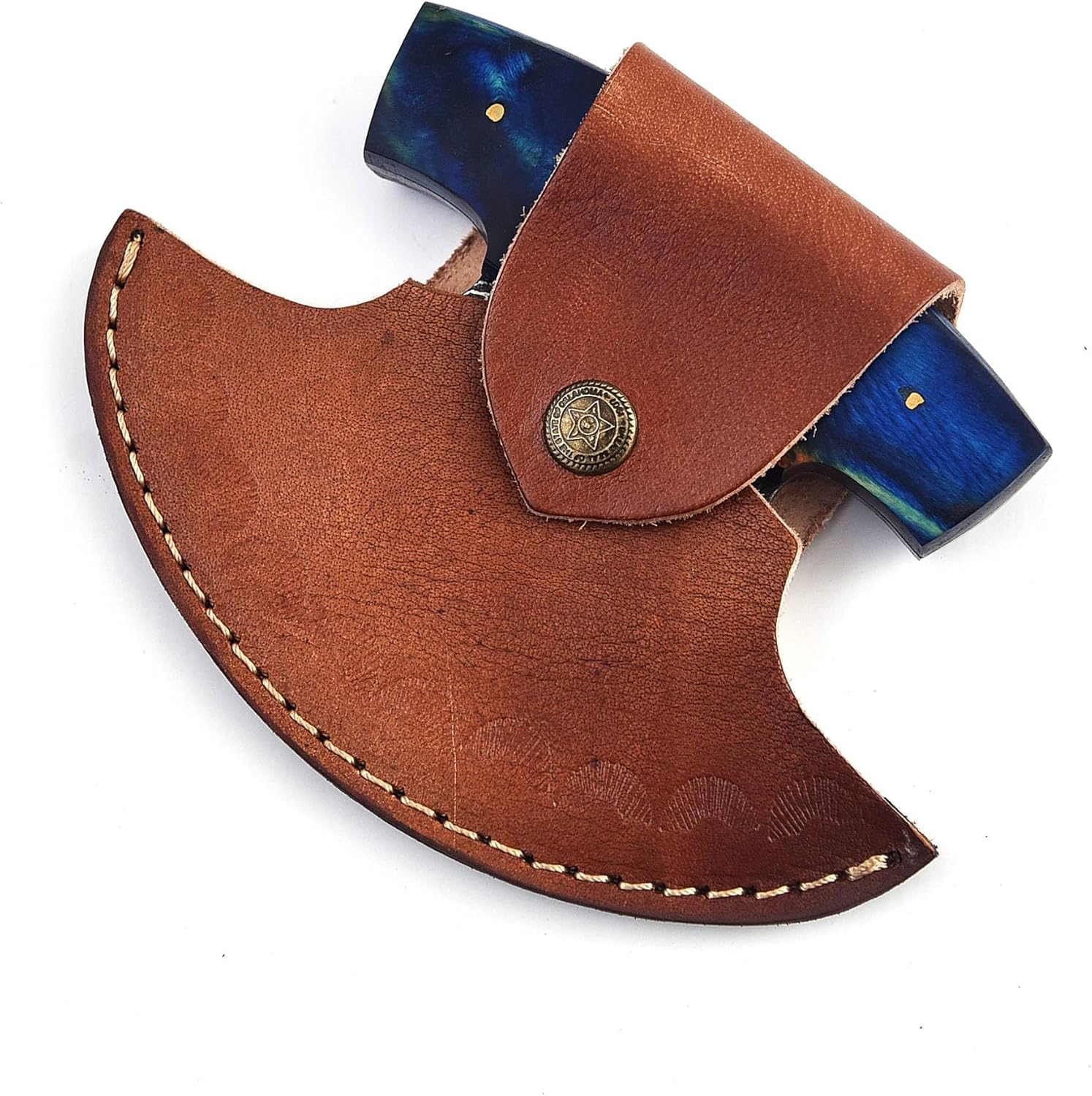 Damascus ulu knife with leather sheath, 6" Best pizza cutter with wooden handle for stable grip, Alaska Ulu knife perfect for slicing, mincing, and chopping (6064) - Image 7