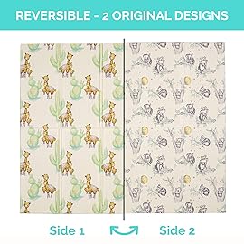 JumpOff Jo Baby Play Mat - Large Folding Foam Play Mat for Infants, Babies, Toddlers, Waterproof, Double-Sided (70 x 59) - Llama & Koala