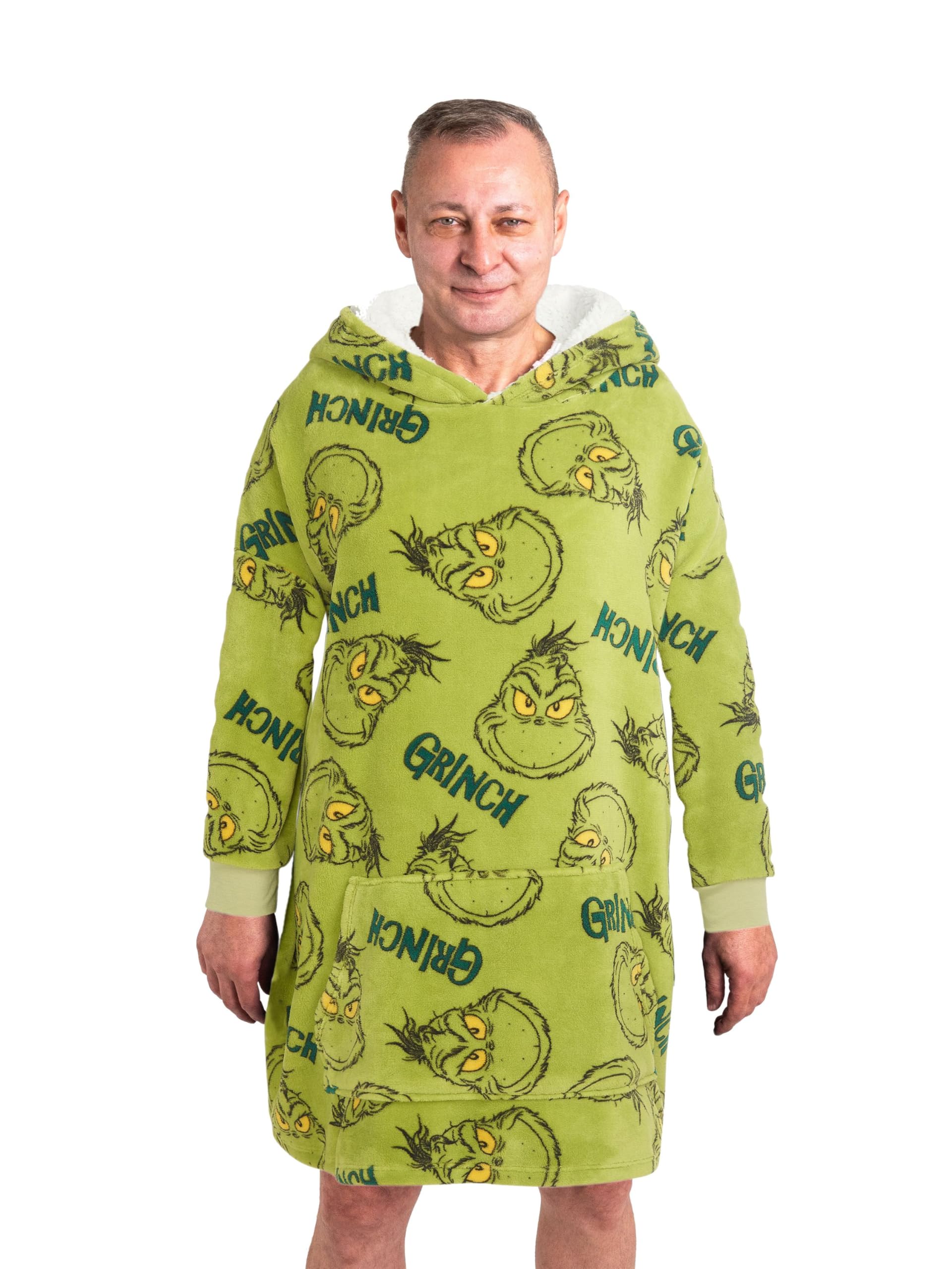 United Labels The Grinch Oversize Cozy Hoodie for Men - Oversized Men's Cosy Pullover Fluffy Blanket Sweater Green