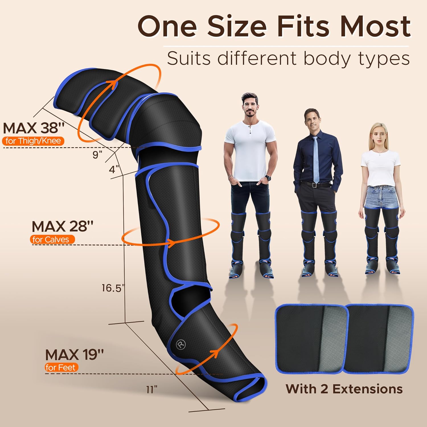 Leg Massager, Air Compression Massager with 3 Level Heat, 6 Modes & 3 Intensities, for Foot, Calf, Knee＆Thigh and Muscles Relaxation