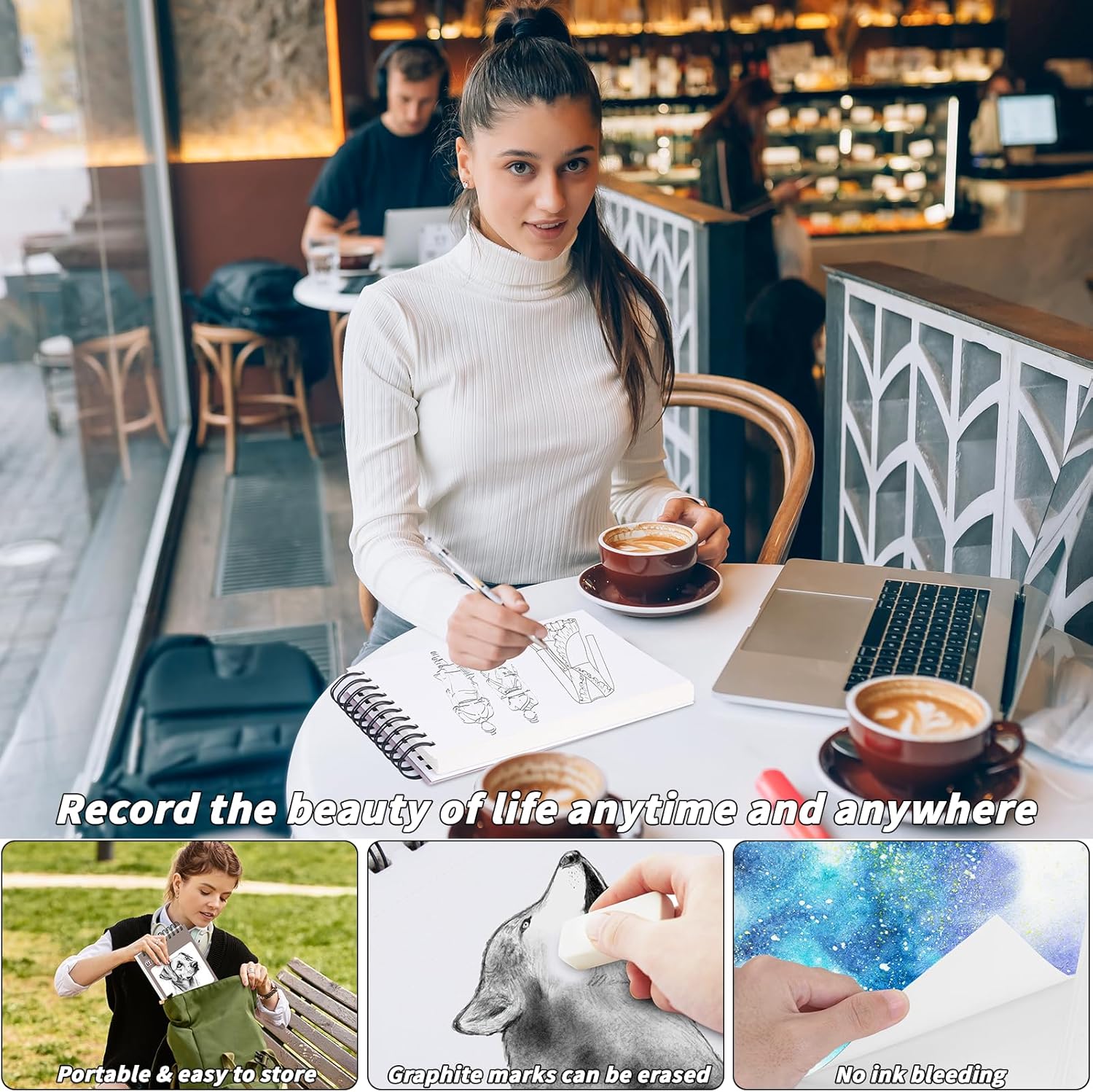 10 Pack 5.5" x 8.5" Heavyweight Sketchbook Bulk 200GSM Very Thick Marker Pad Drawing Paper 600 Sheets Top Spiral Bound Sketch Pad Hardcover Acid Free Mixed Media for Artist Art Supplies Watercolor