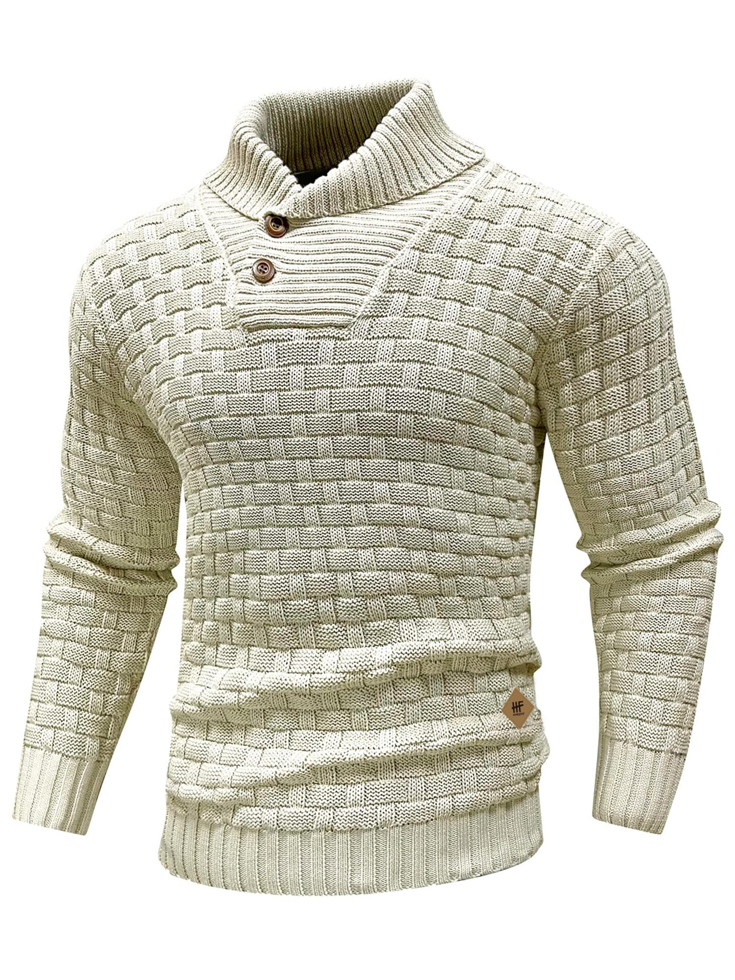 HYPESTFIT Herren Feinstrick Pullover mit Stehkragen – Texturiert, Basic & Langarm