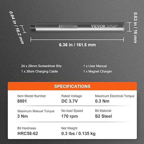 Miniatura 7 de VEVOR Mini destornillador eléctrico, juego de destornilladores eléctricos de precisión 27 en 1 - Pequeño destornillador eléctrico inalámbrico con
