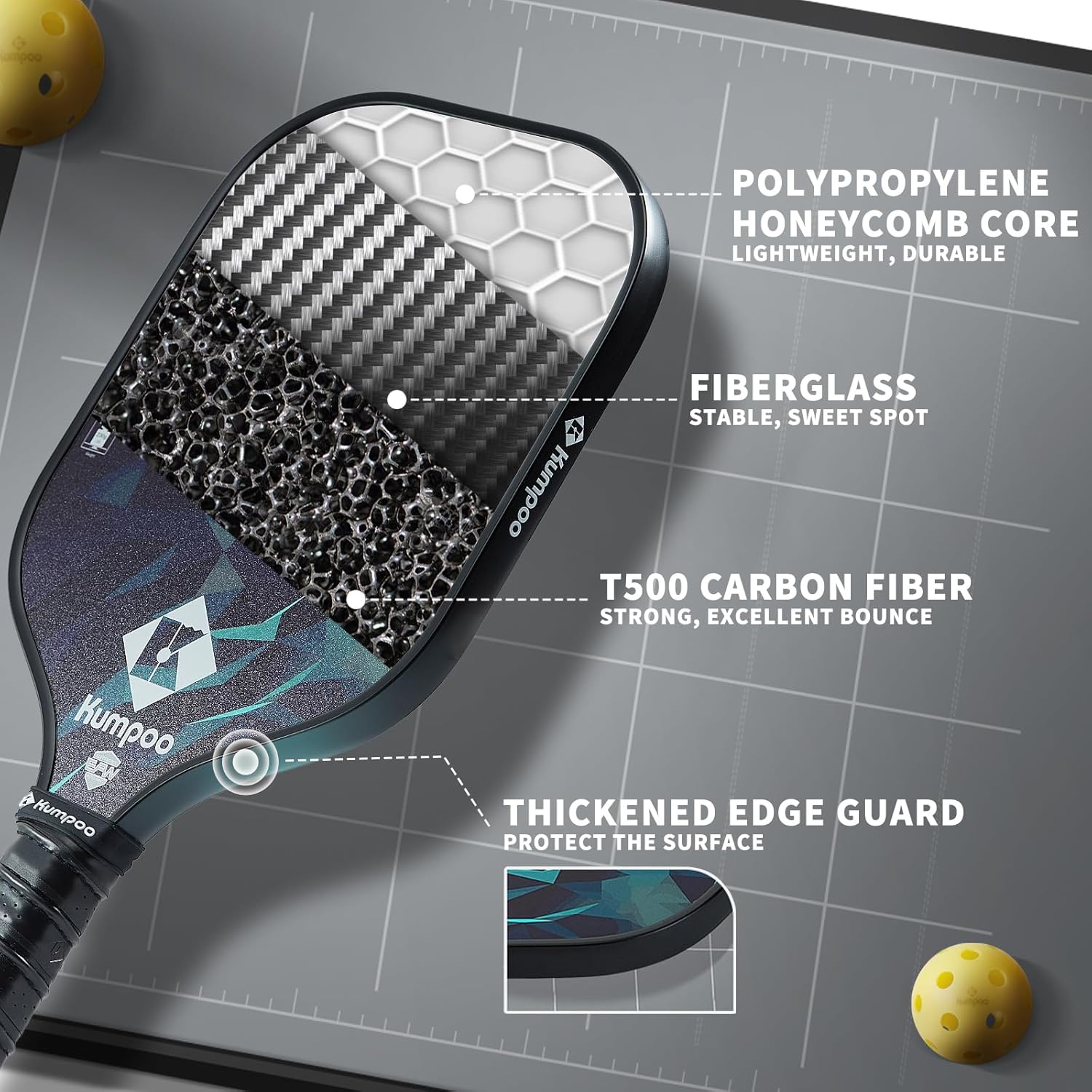Pickleball Paddle Professional, Carbon Fiber Pickleball Paddle Set with Cover, Large Sweet Spot Pickle Ball Racket with Fiberglass and PP Honeycomb Core for Outdoor Game, Gym and Exercise - Image 2