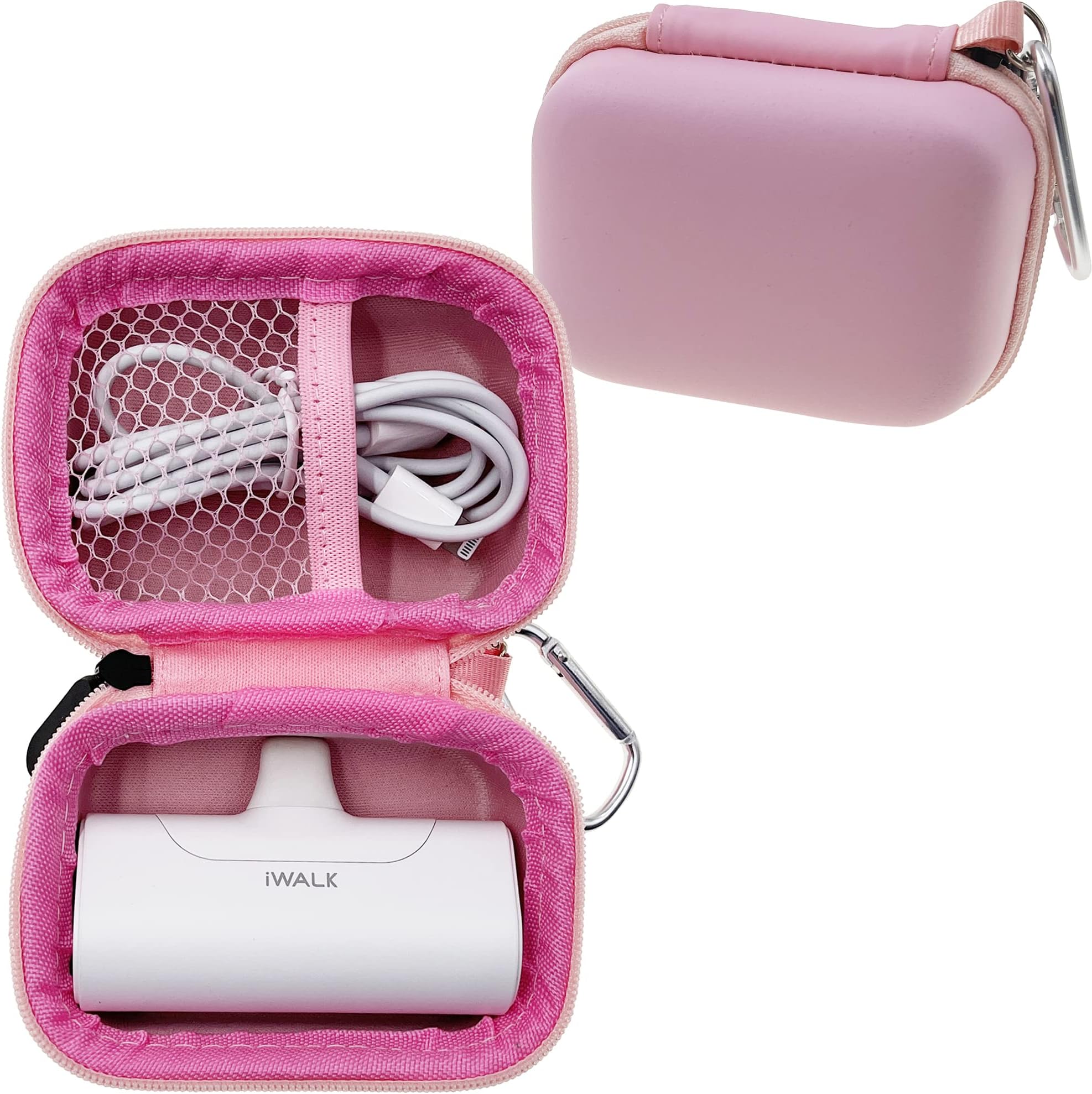 Carrying Case for iWALK Portable Charger 4500mAh Ultra-Compact Power Bank Battery Pack, Protective Travel Holder Compatible with Charmast Small Portable Charger 5000mAh (Case Only) (Pink)