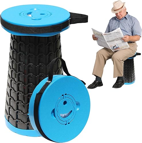 Miniatura 19 de Taburete plegable retráctil portátil mejorado de 19.7" con cojín, taburete plegable telescópico para adultos de alta resistencia con capacidad