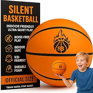 Silent Basketball - Indoor Ball Size 7 Airless Stealth Training for Quiet Dribble Rock Shoot Noiseless Bounce Soft PU Foam Soundless Sports Gift Game