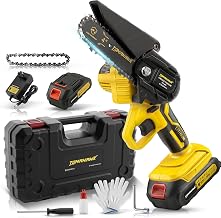 Tomahawk 20V Cordless Mini Chainsaw 4 Inch | 2×1.5Ah Battery | 100% Copper Motor | 8500 RPM | LED Light | Silent Operation | Home & DIY Wood Cutting | Heavy Duty & Durable Build