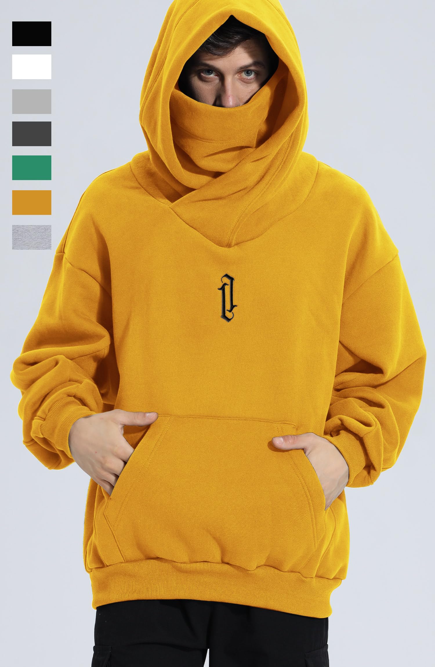 Eocicvvi Felpa Uomo con Cappuccio Collo Alto Pullover Hip Hop Stile Comoda Felpe Pile Hoodies Autunno Invernale Moda