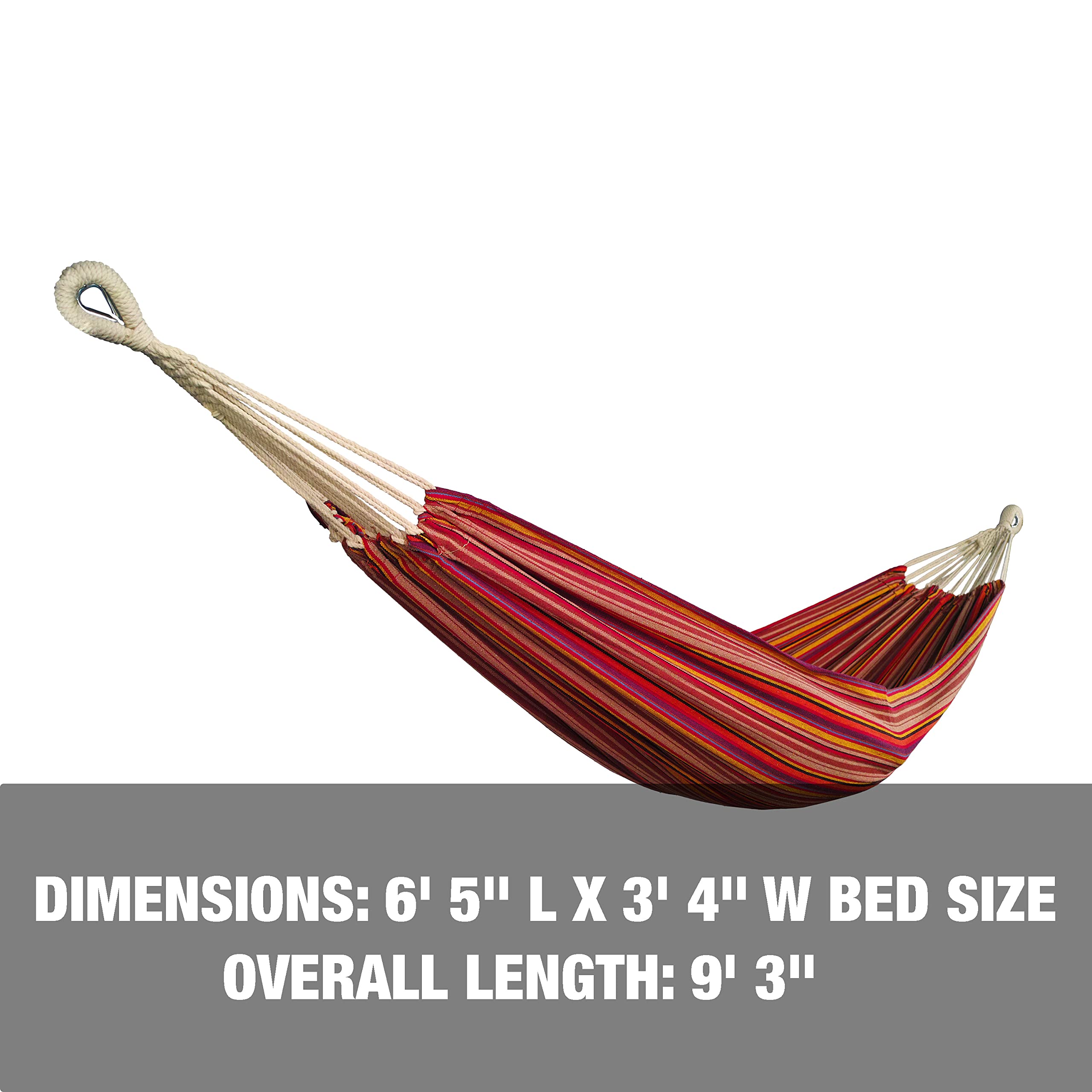 Bliss Hammocks BH-400-TA 101.6 cm szeroki hamak z ręcznie tkanymi pętlami linowymi i osprzętem do zawieszenia, na zewnątrz, patio, podwórko trwały, mieszanka bawełny i poliestru, nośność 99 kg, tosty