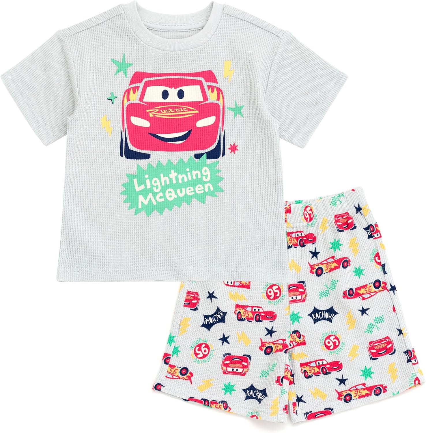 Disney Waffle Knit T-Shirt and Shorts Outfit Set Newborn to Little Kid Sizes (0-3 Months - 5)