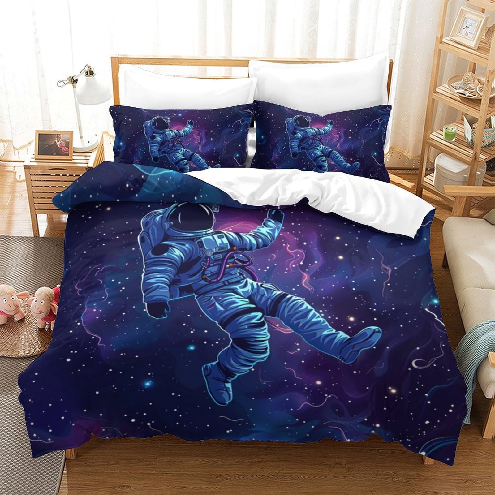 Housse de couette avec fermeture éclair motif astronaute pour enfants