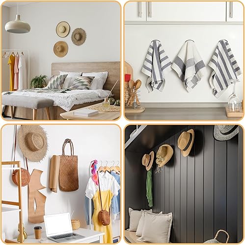 Miniatura 7 de Fixwal 24 percheros para pared, gancho para gorras de béisbol, ganchos de sujeción fuerte, diseño minimalista para sombreros, sin perforaciones,