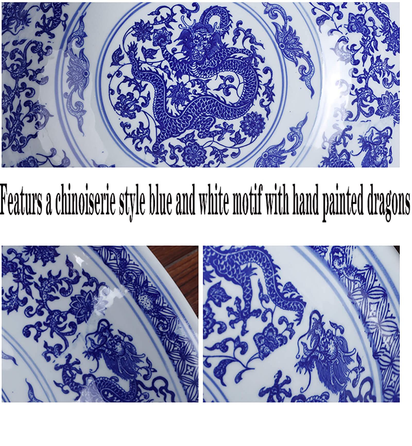 Umywalka orientalna z motywem niebiesko-białej porcelany, duże miski do serwowania, miski na sałatki, miski na owoce/749