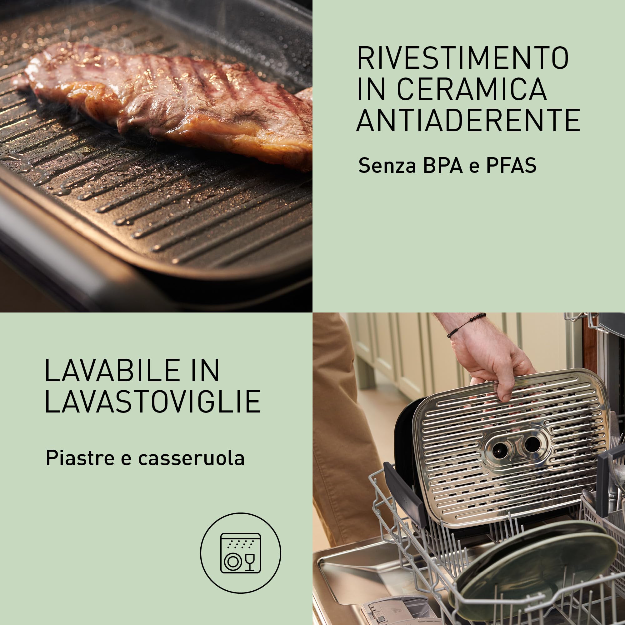 Panasonic NF-GM600 Multi-Cooker Elettrico 6-in-1, Griglia elettrica, Friggere, Cottura Lenta, BBQ, Vapore, Saltare, 1400W, 40–250°C, 9 Modalità Auto, Piastre lavabili in lavastoviglie